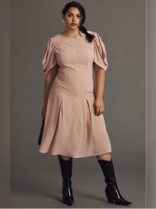 Anthropologie Dresses & Skirts - By Anthropologie Modern Sheer Midi Dress in blush pink NWT  12 feminine coquette